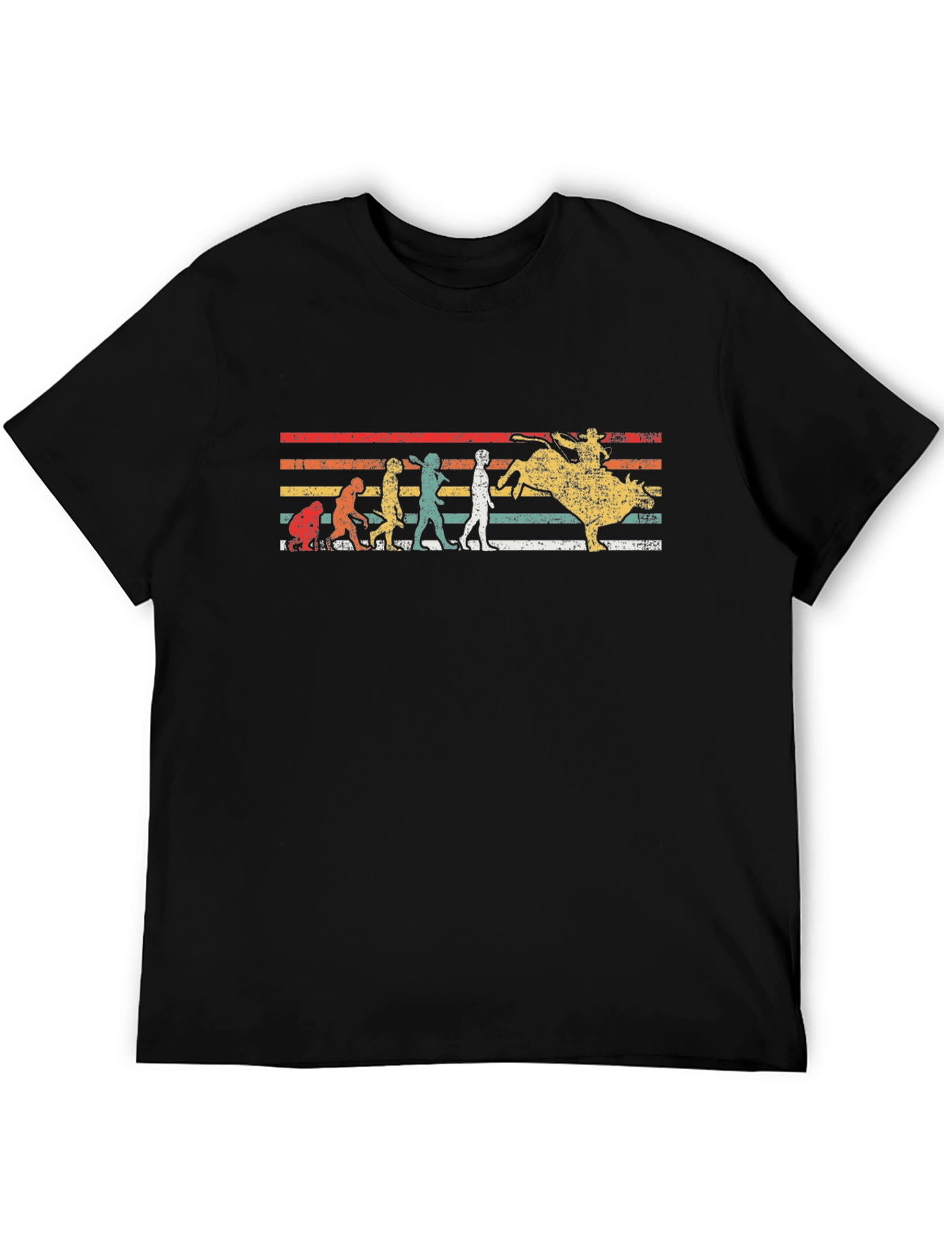 Evolution of Bull Riding T-Shirt Retro Design