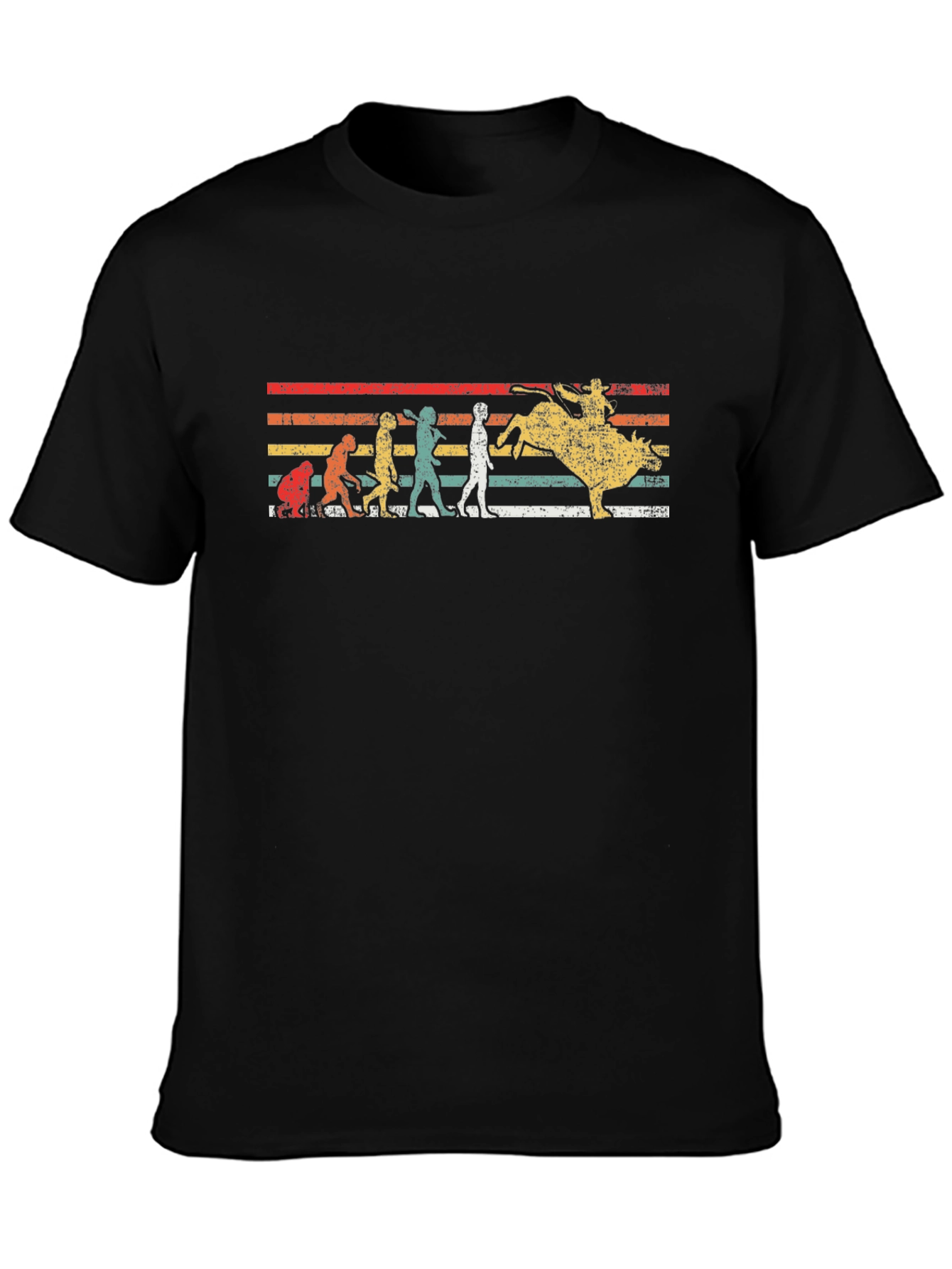 Evolution of Bull Riding T-Shirt Retro Design