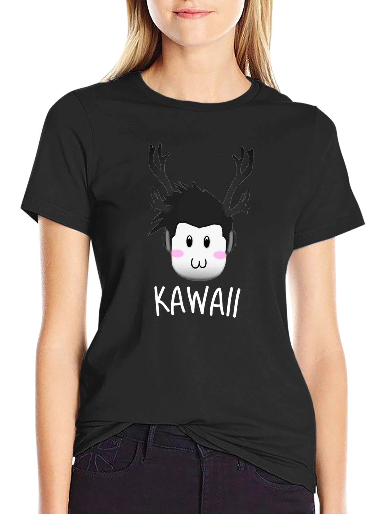 Kawaii Deer Antler Graphic T-Shirt