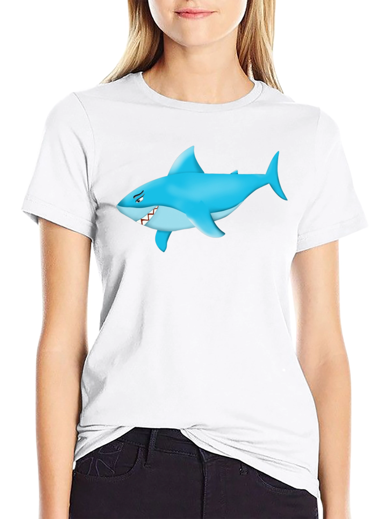 Shark Graphic Tee - Mens Black Cotton T-Shirt