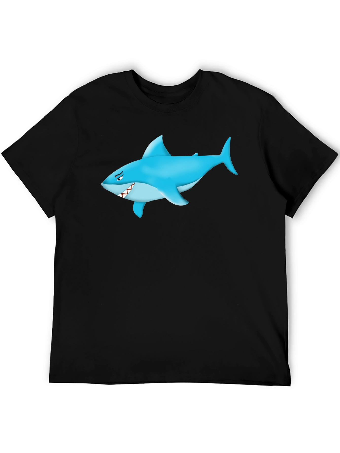 Shark Graphic Tee - Mens Black Cotton T-Shirt