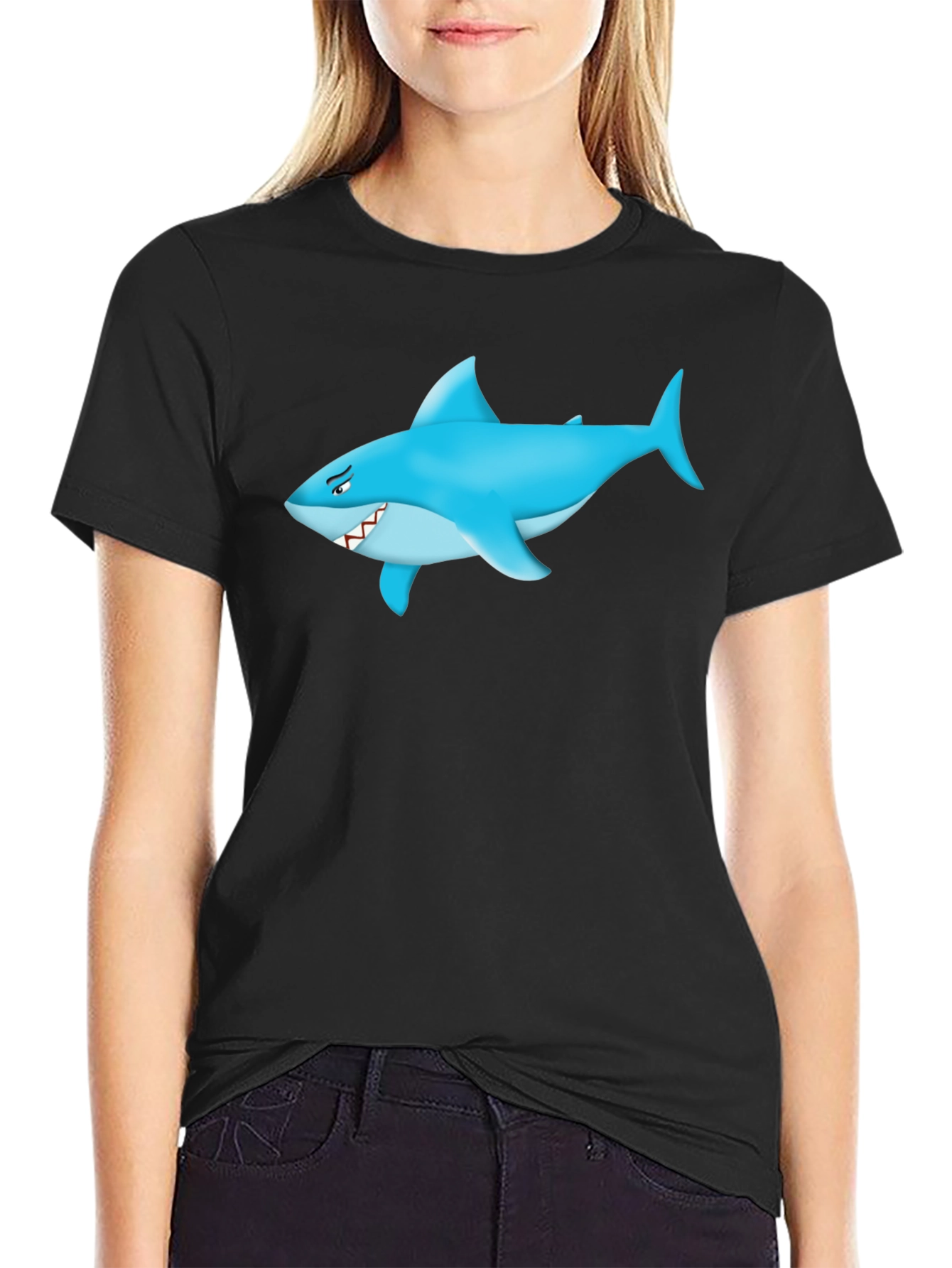 Shark Graphic Tee - Mens Black Cotton T-Shirt