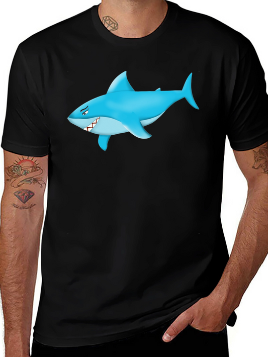 Shark Graphic Tee - Mens Black Cotton T-Shirt