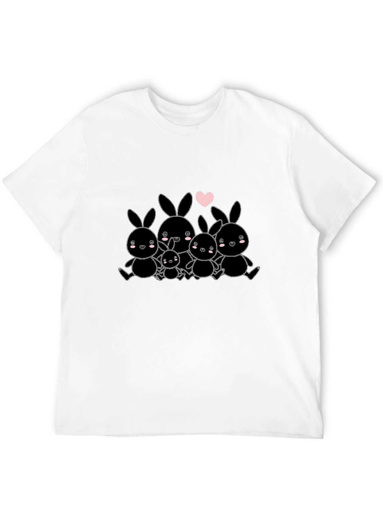Cute Bunny Family Graphic Tee - Black