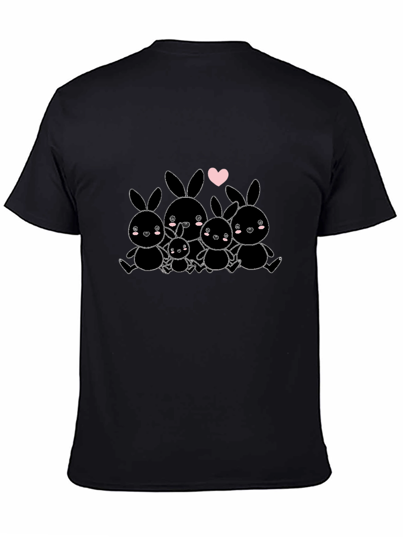Cute Bunny Family Graphic Tee - Black