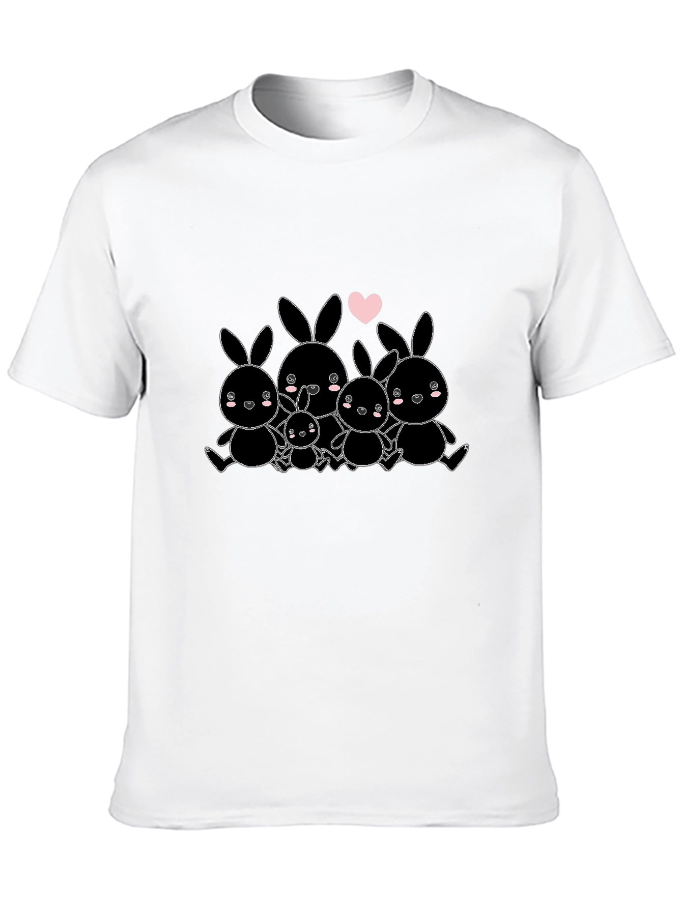 Cute Bunny Family Graphic Tee - Black