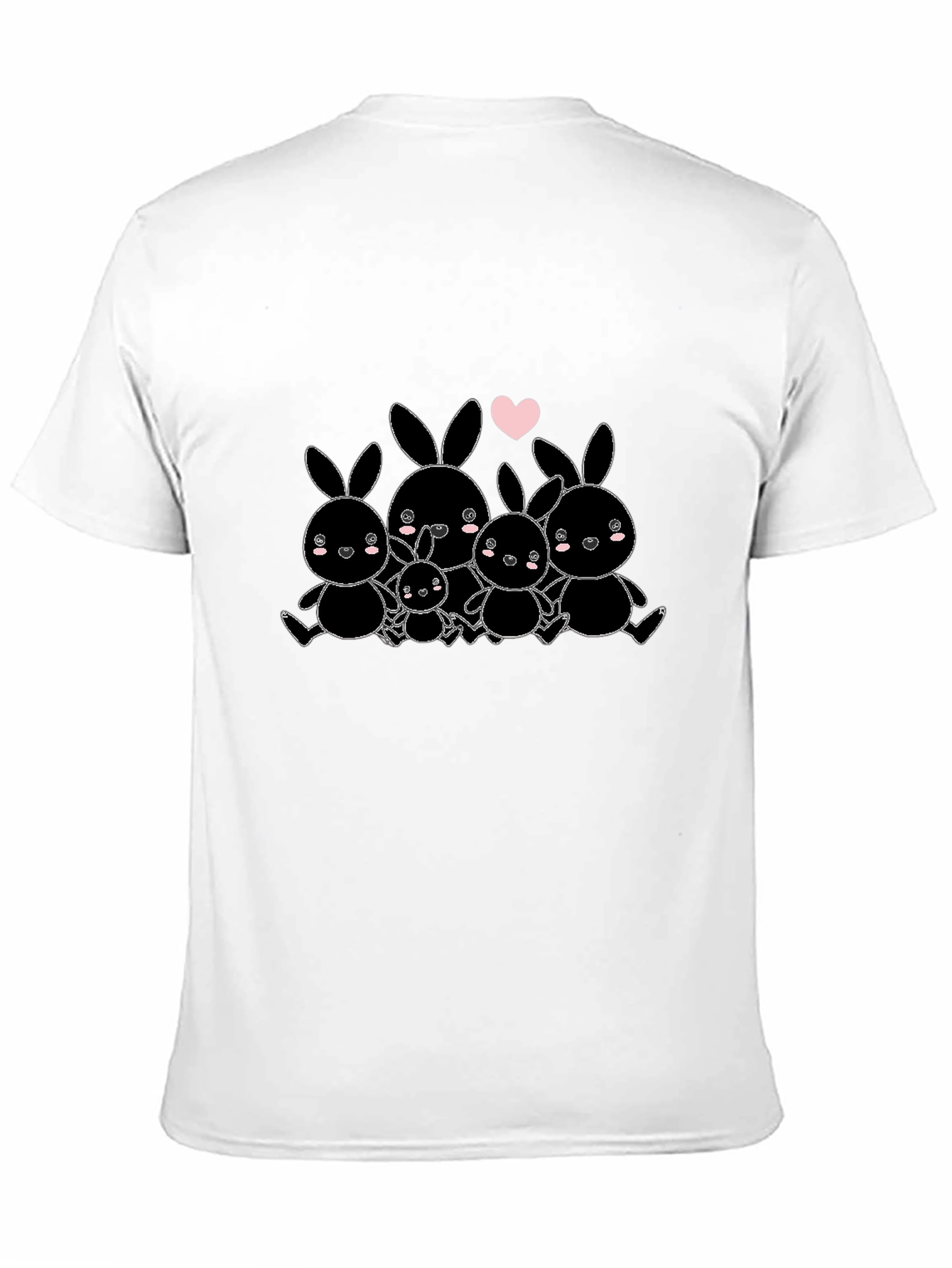 Cute Bunny Family Graphic Tee - Black