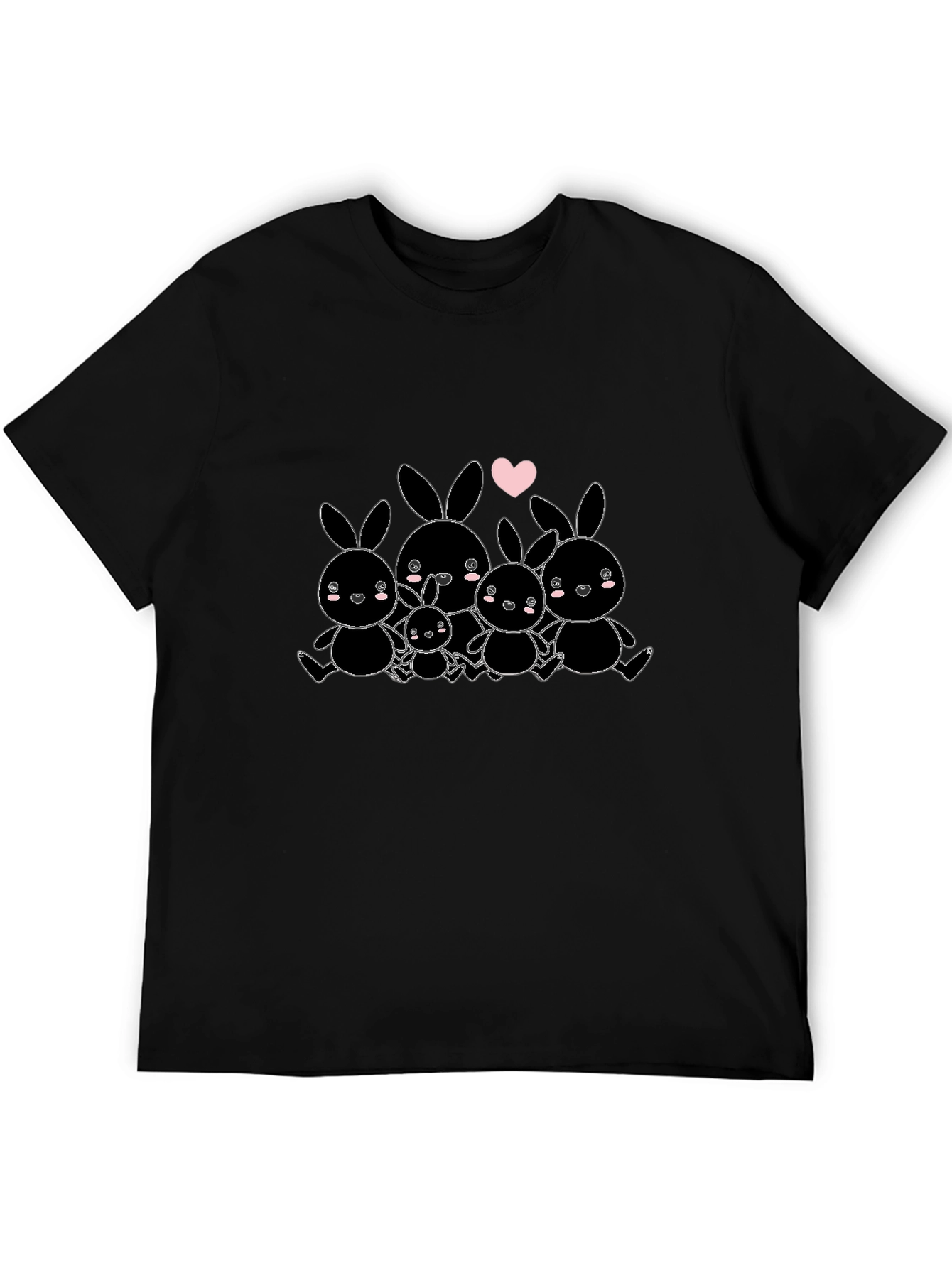 Cute Bunny Family Graphic Tee - Black