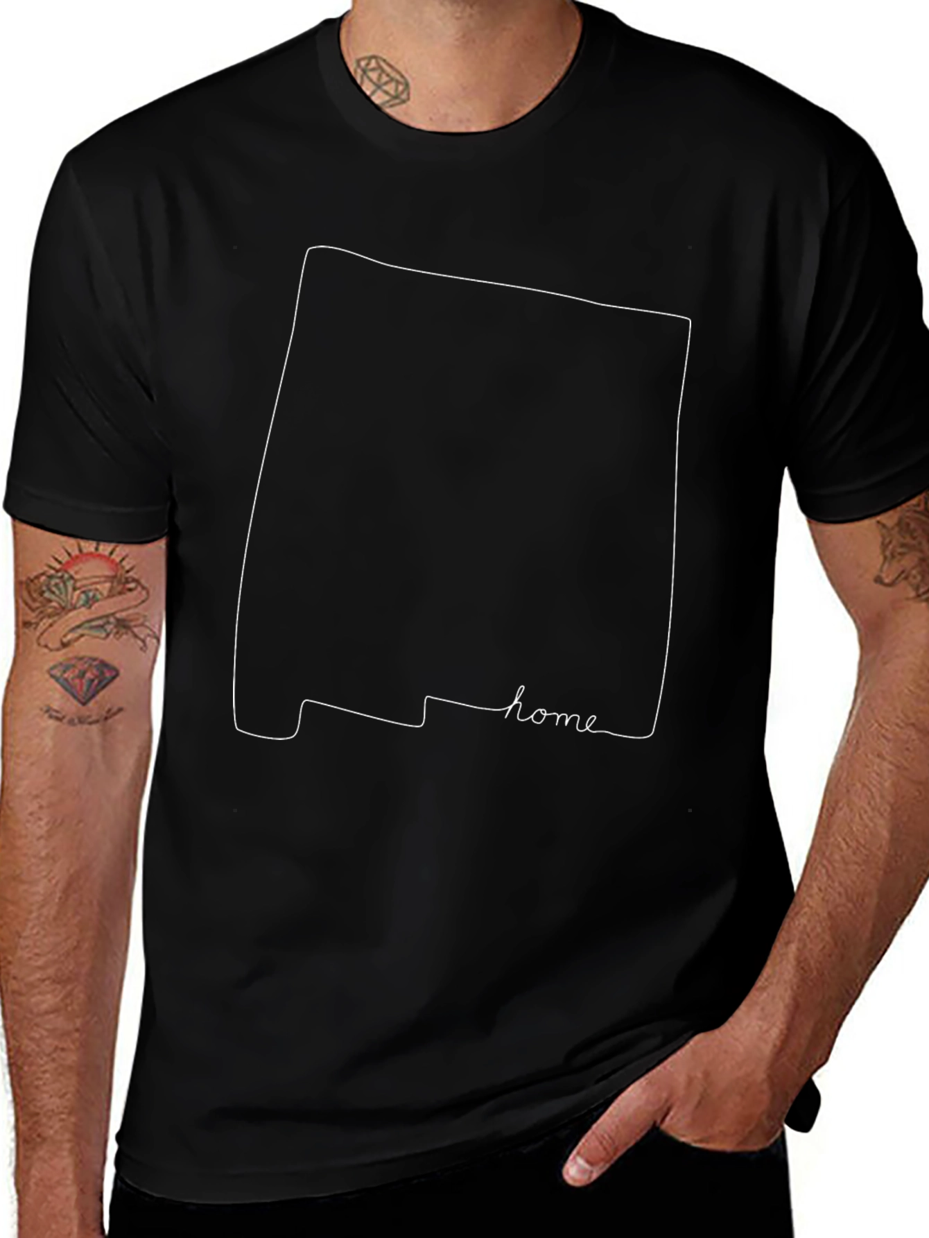Minimalist State Outline Home Black T-Shirt