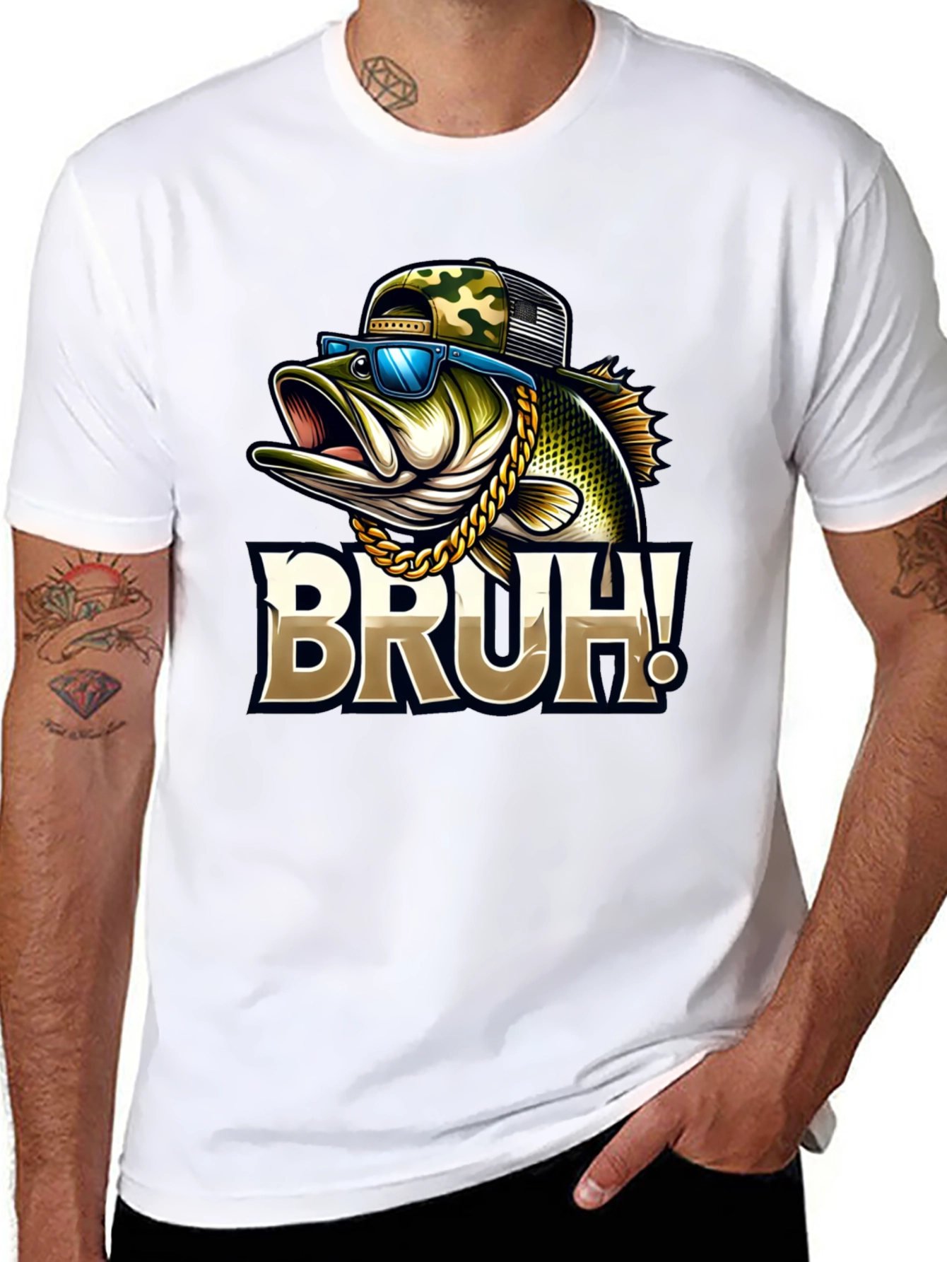 Bruh Fishing Bass Graphic T-Shirt