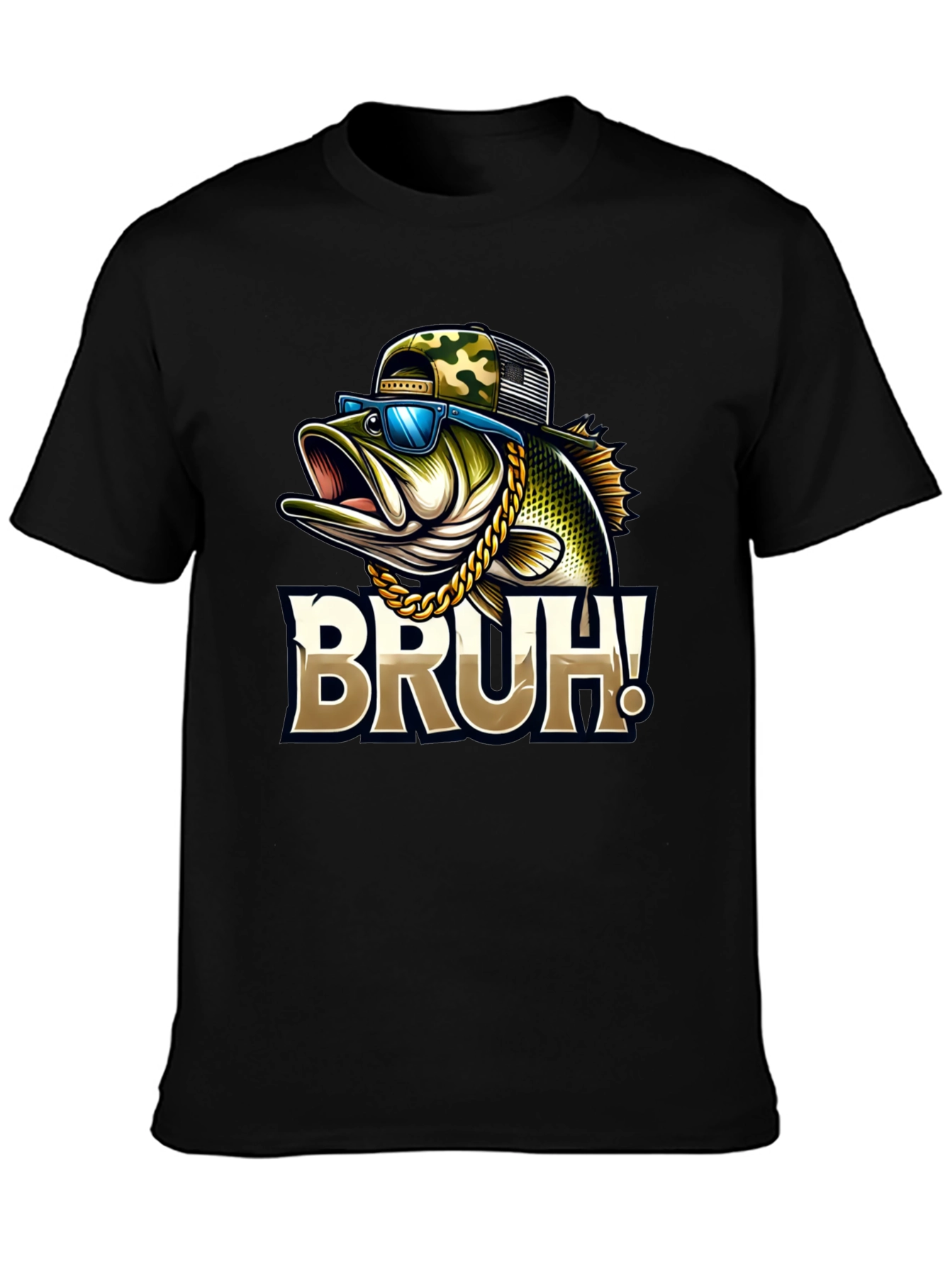 Bruh Fishing Bass Graphic T-Shirt