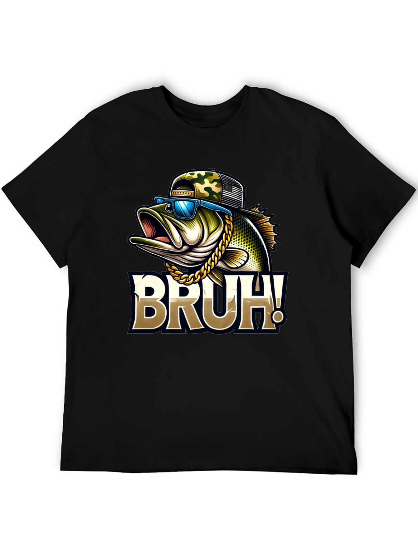Bruh Fishing Bass Graphic T-Shirt