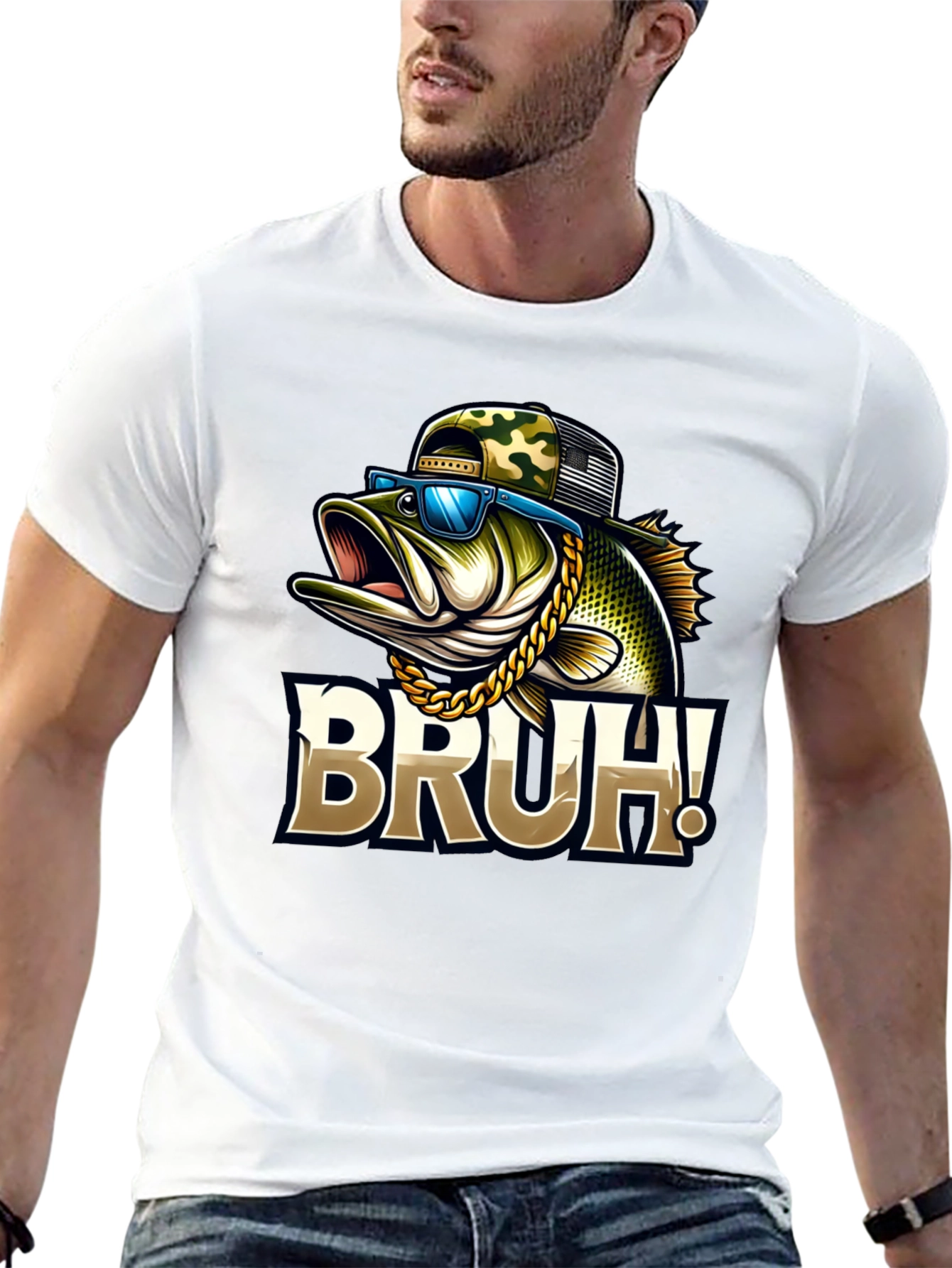 Bruh Fishing Bass Graphic T-Shirt