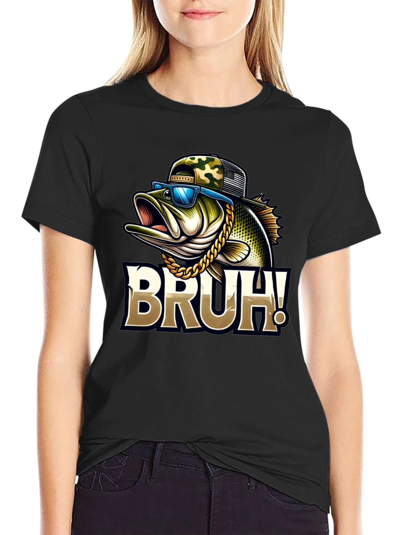 Bruh Fishing Bass Graphic T-Shirt