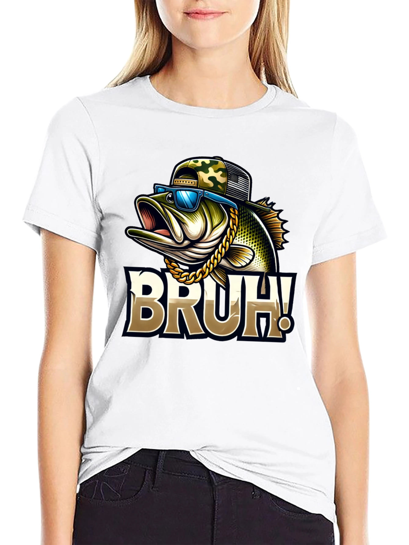 Bruh Fishing Bass Graphic T-Shirt